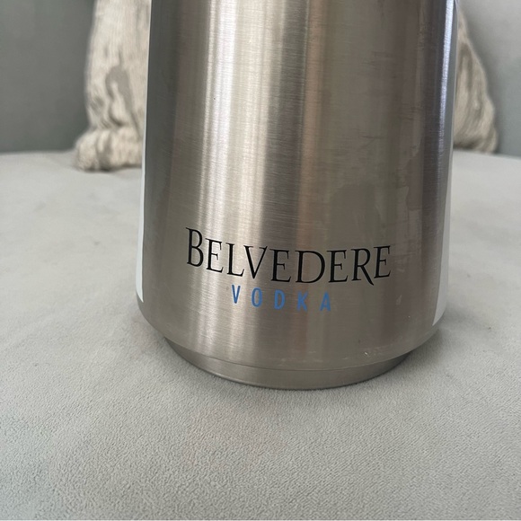 BELVEDERE VODKA LUXURY POLISHED STAINLESS STEEL ICE BUCKET WITH HANDLE/TONGS - Picture 5 of 8